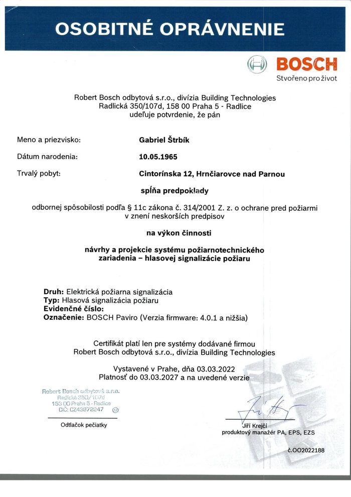 BOSCH — projekcia HSP